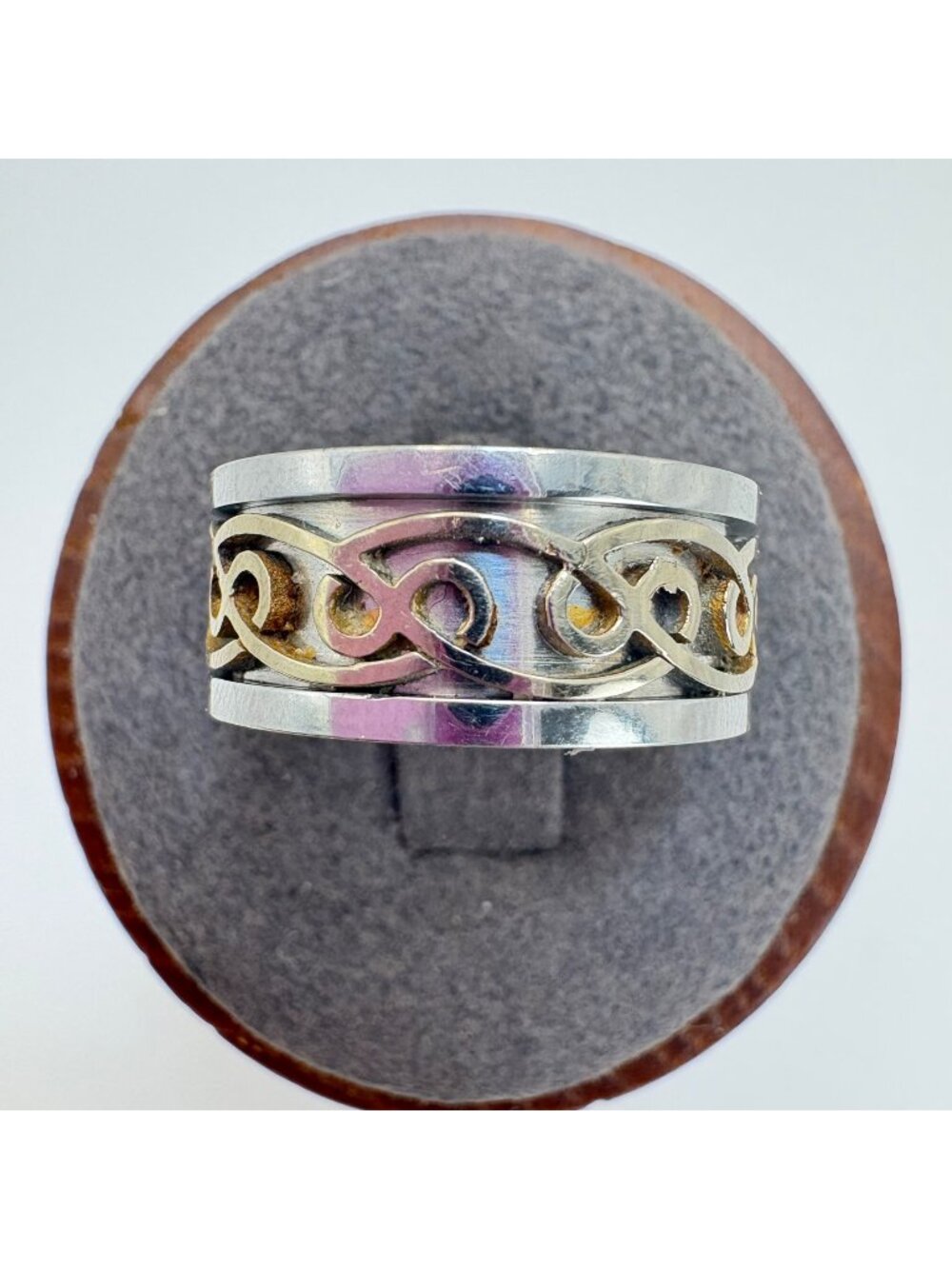 Celtic Knot Cigar Band 8.25mm Wide Stainless Steel Gold Silver Color Size 7